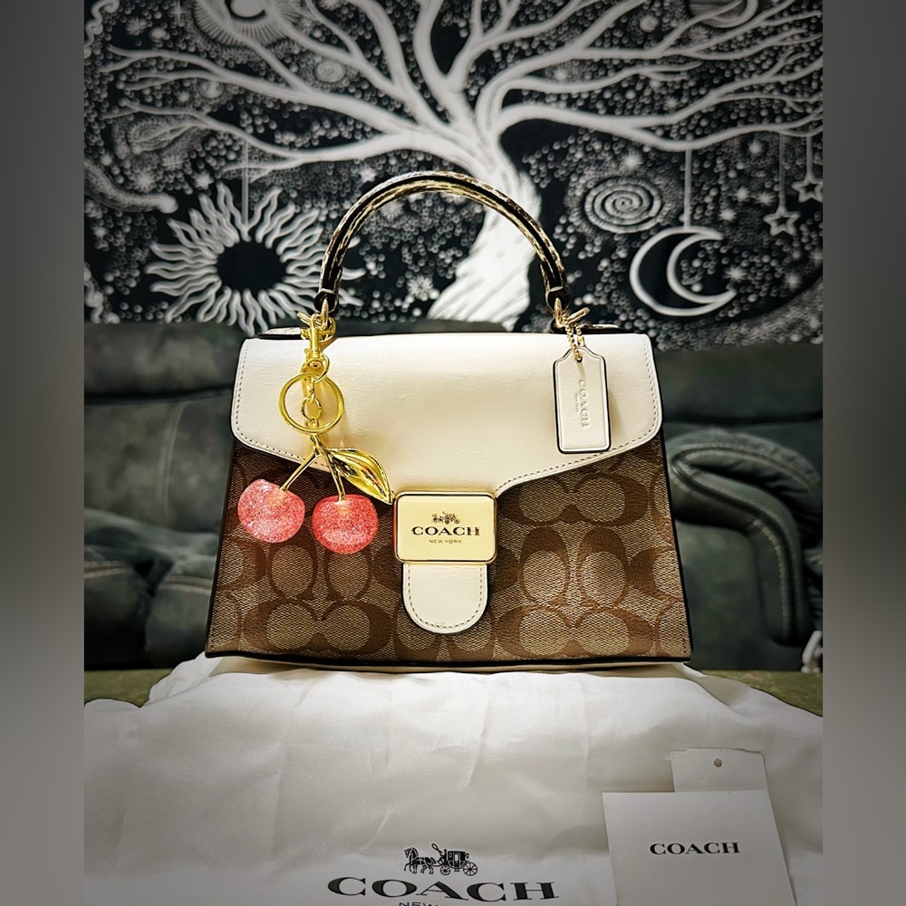 Coach Tan and Cream Women's Satchel - Picture 10 of 17